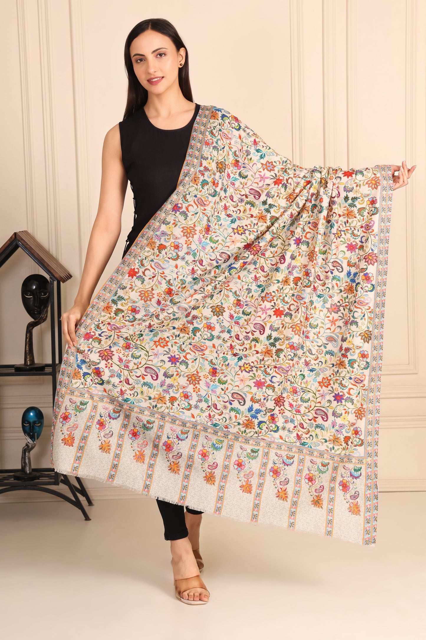 Kalamkari Pashmina Blend Shawl – Art Weave