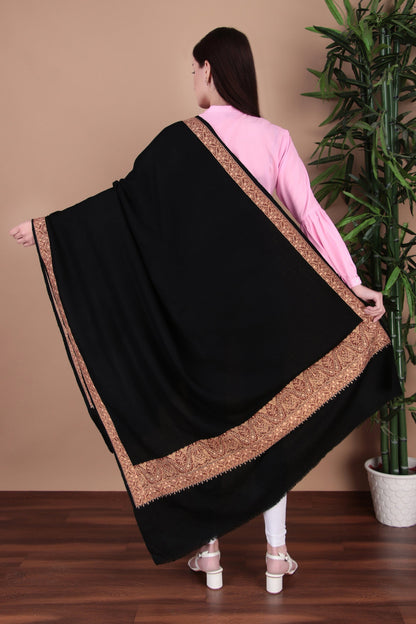 Kalamkari Pashmina Blend Shawl – Boundary Pattern