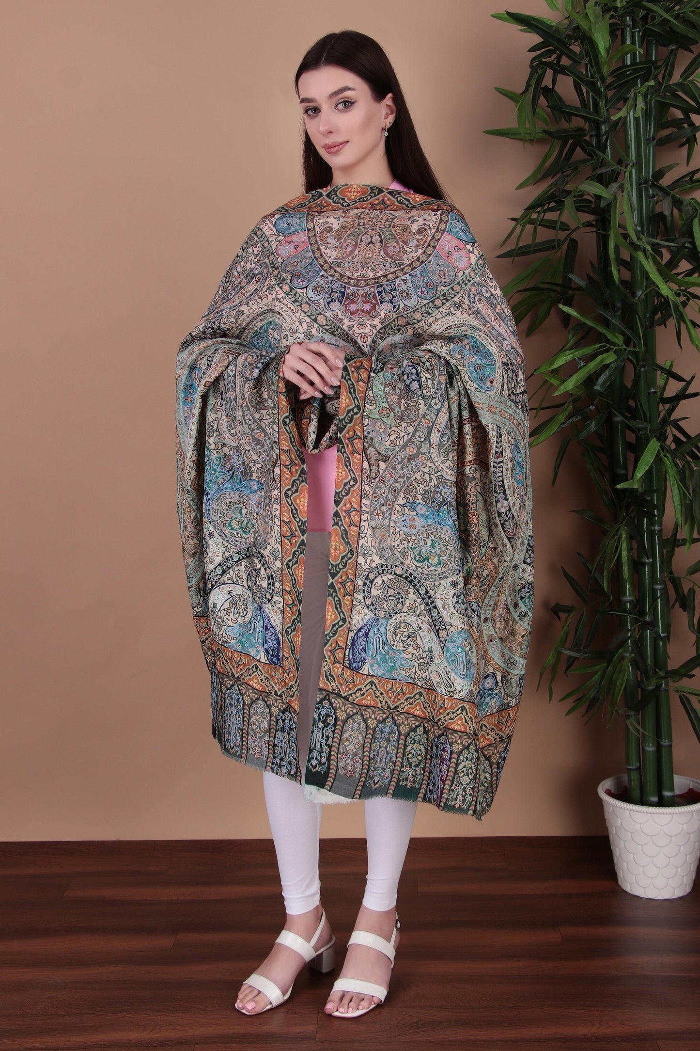 Kalamkari Pashmina Blend Shawl – Colour Flow