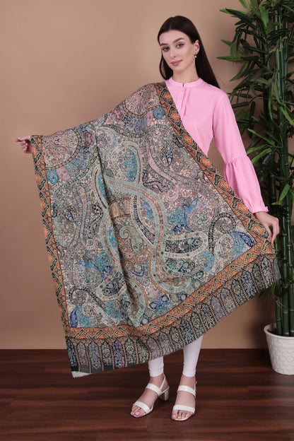 Kalamkari Pashmina Blend Shawl – Colour Flow