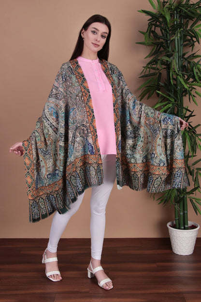 Kalamkari Pashmina Blend Shawl – Colour Flow