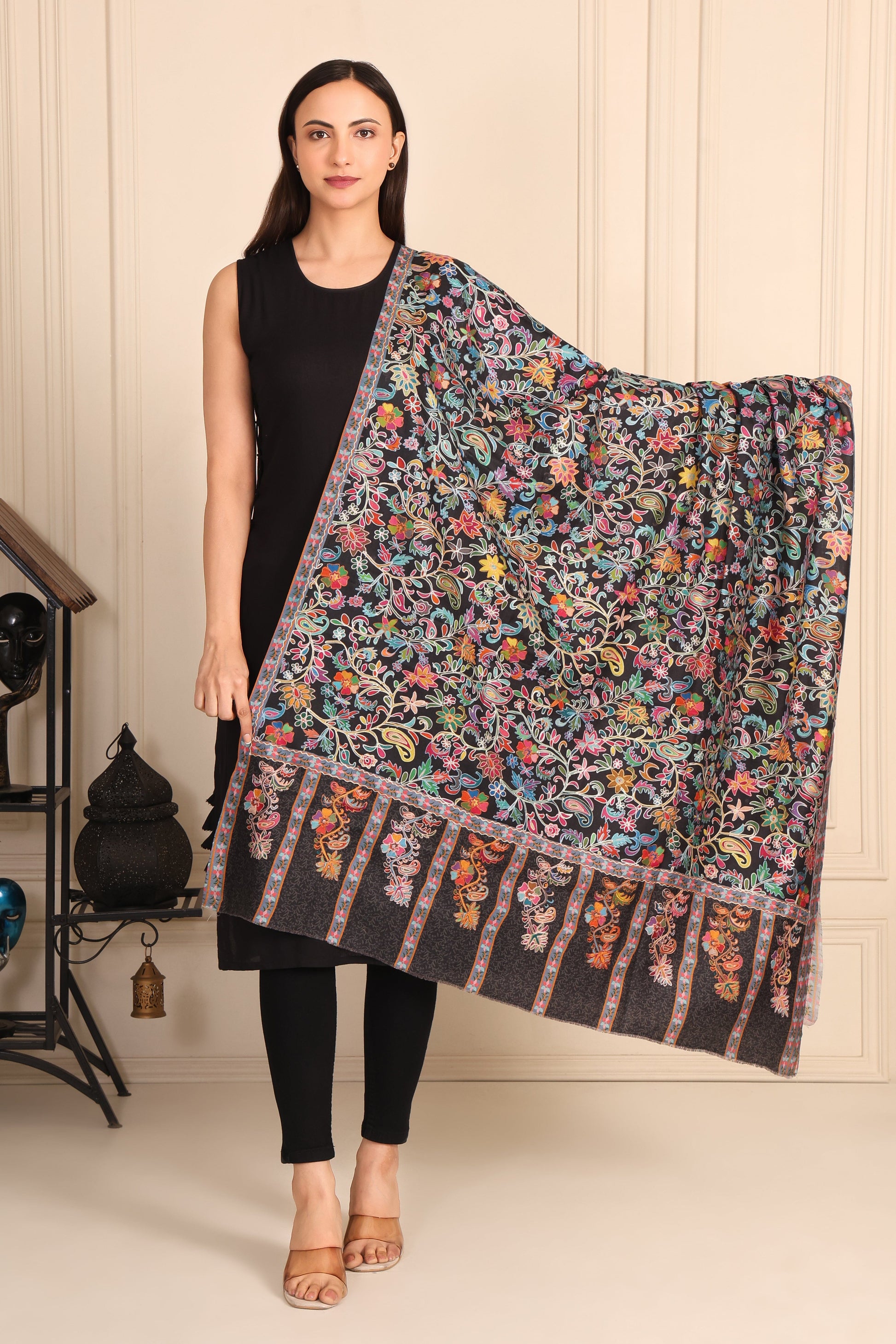 Kalamkari Pashmina Blend Shawl – Craft Line