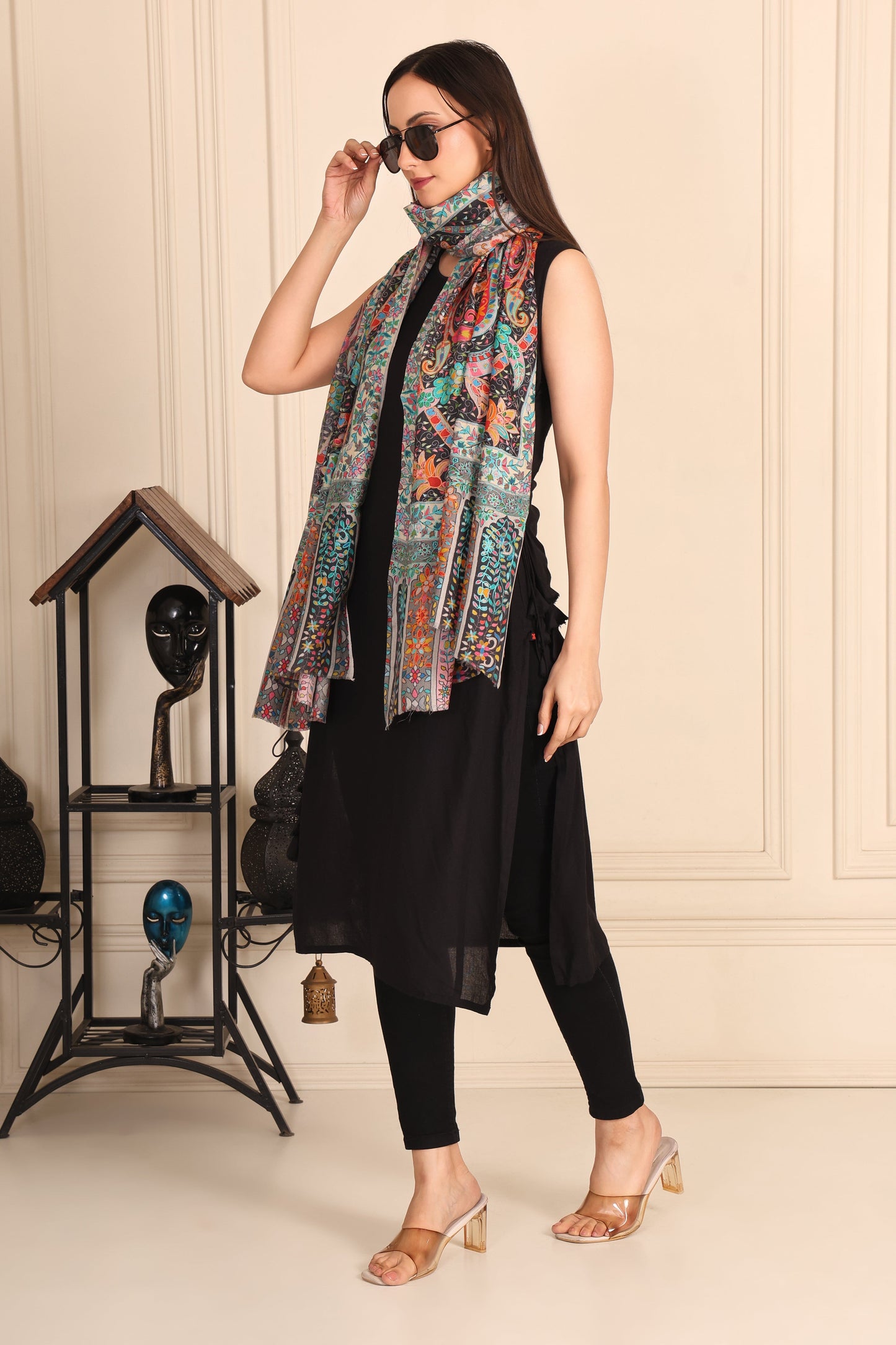 Kalamkari Pashmina Blend Shawl – Craft Panel