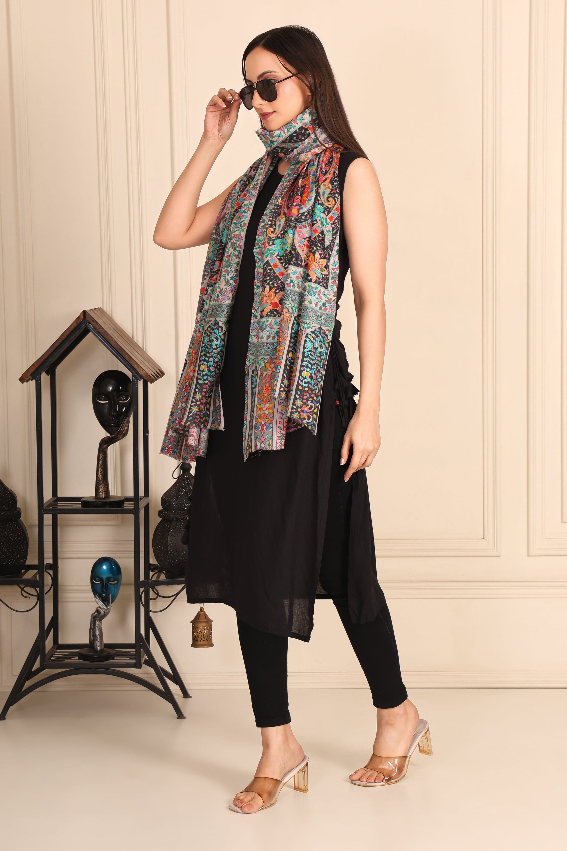 Kalamkari Pashmina Blend Shawl – Craft Panel