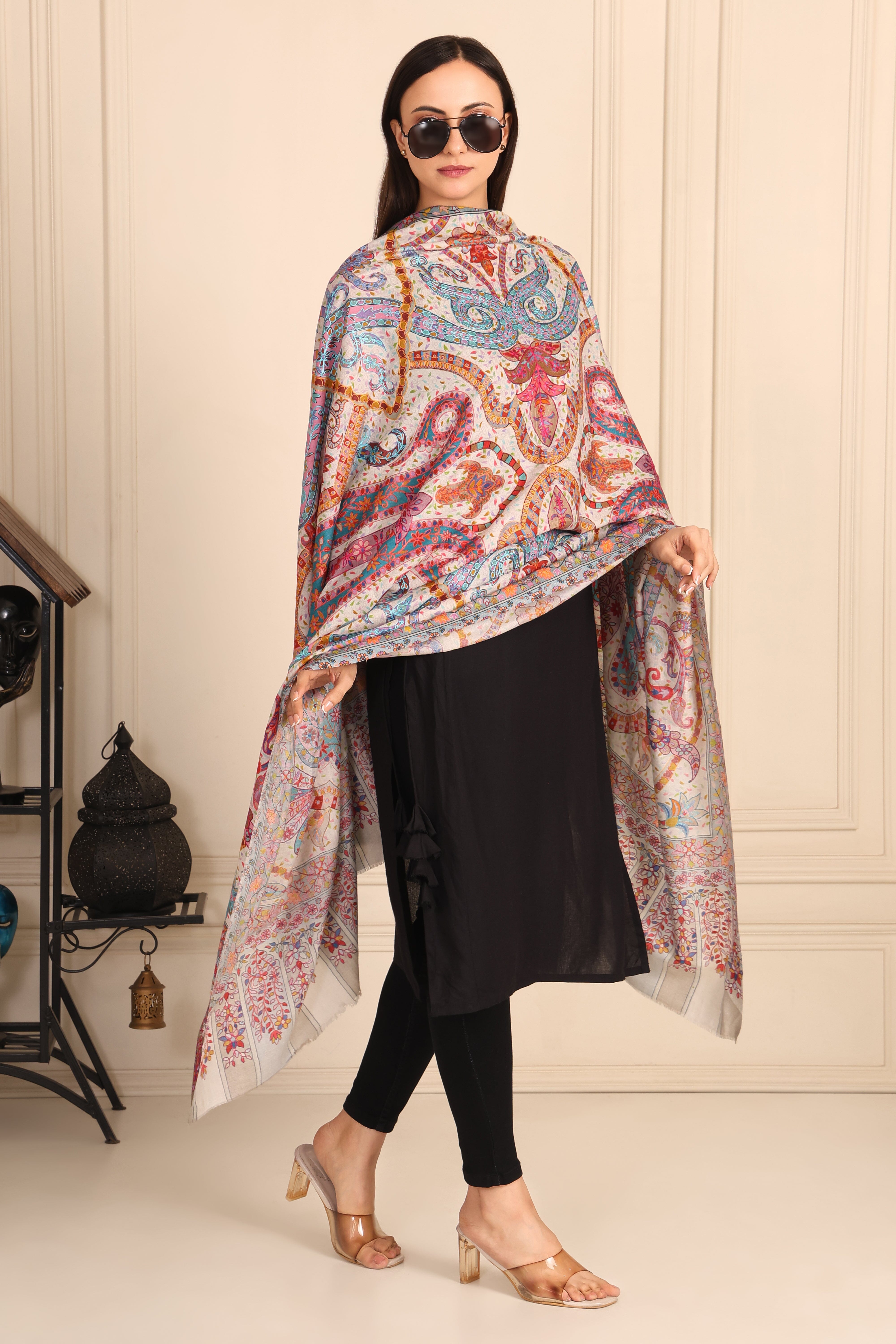 Kalamkari Pashmina Blend Shawl – Craft Story