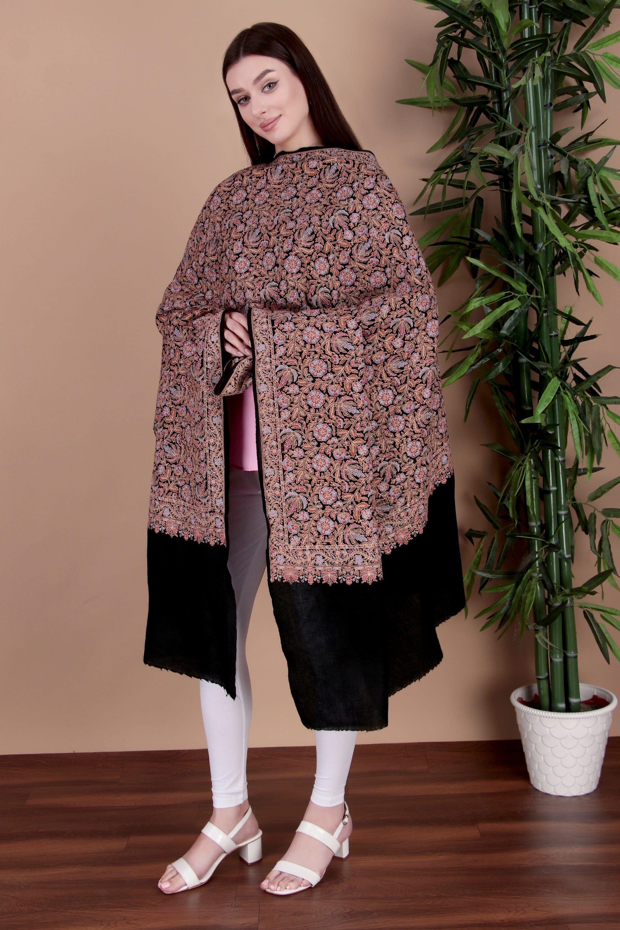 Kalamkari Pashmina Blend Shawl – Full Work