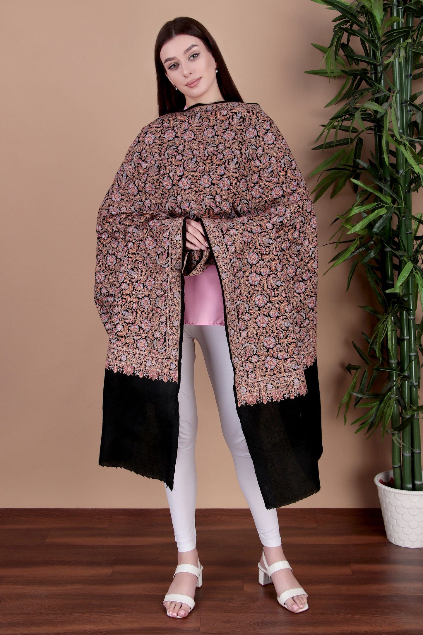 Kalamkari Pashmina Blend Shawl – Full Work