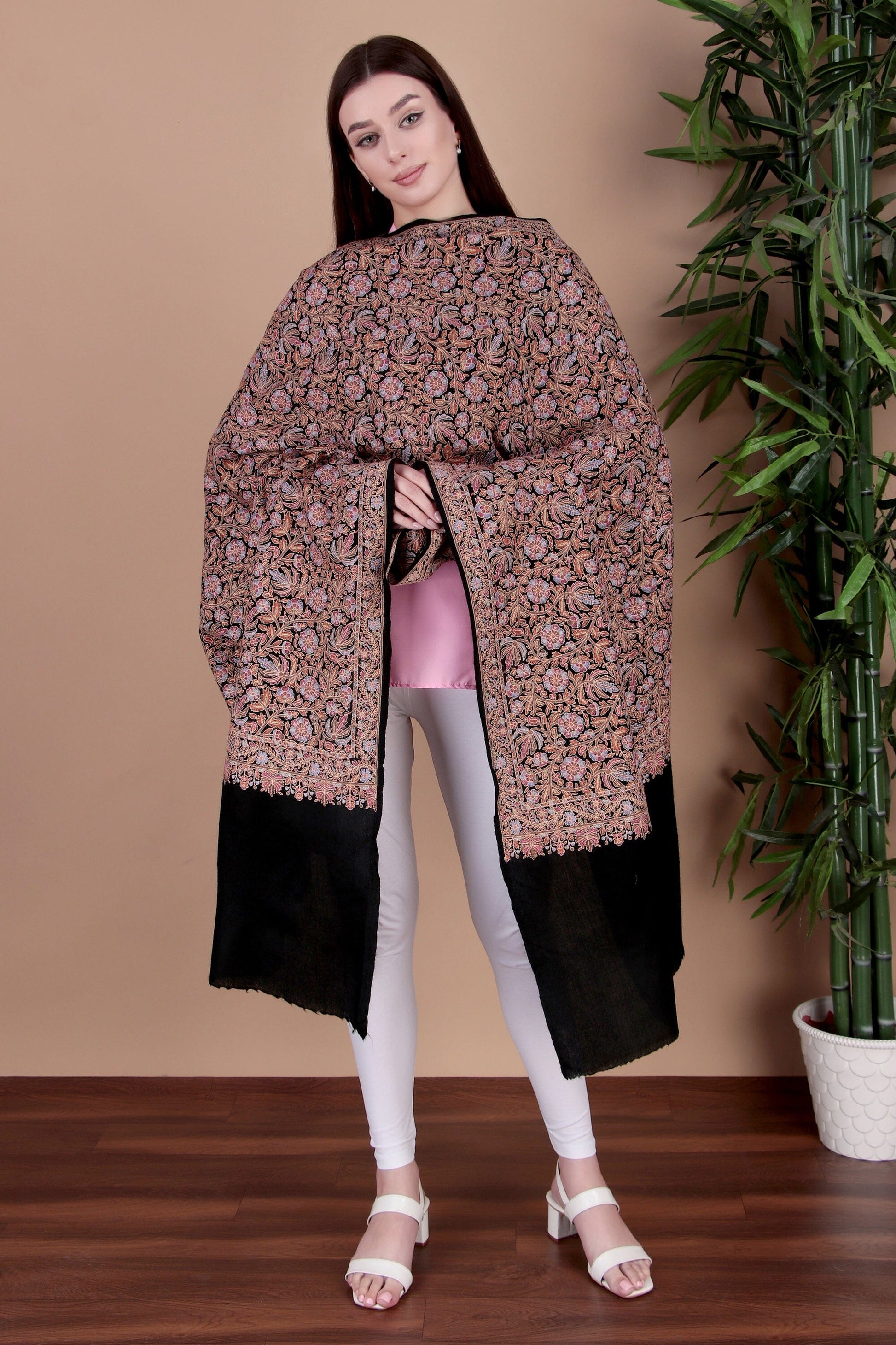 Kalamkari Pashmina Blend Shawl – Full Work