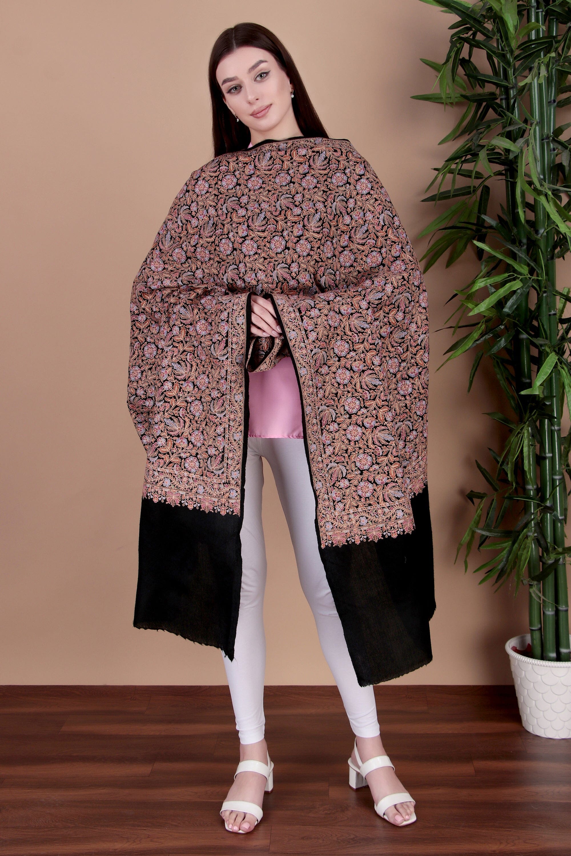 Kalamkari Pashmina Blend Shawl – Full Work