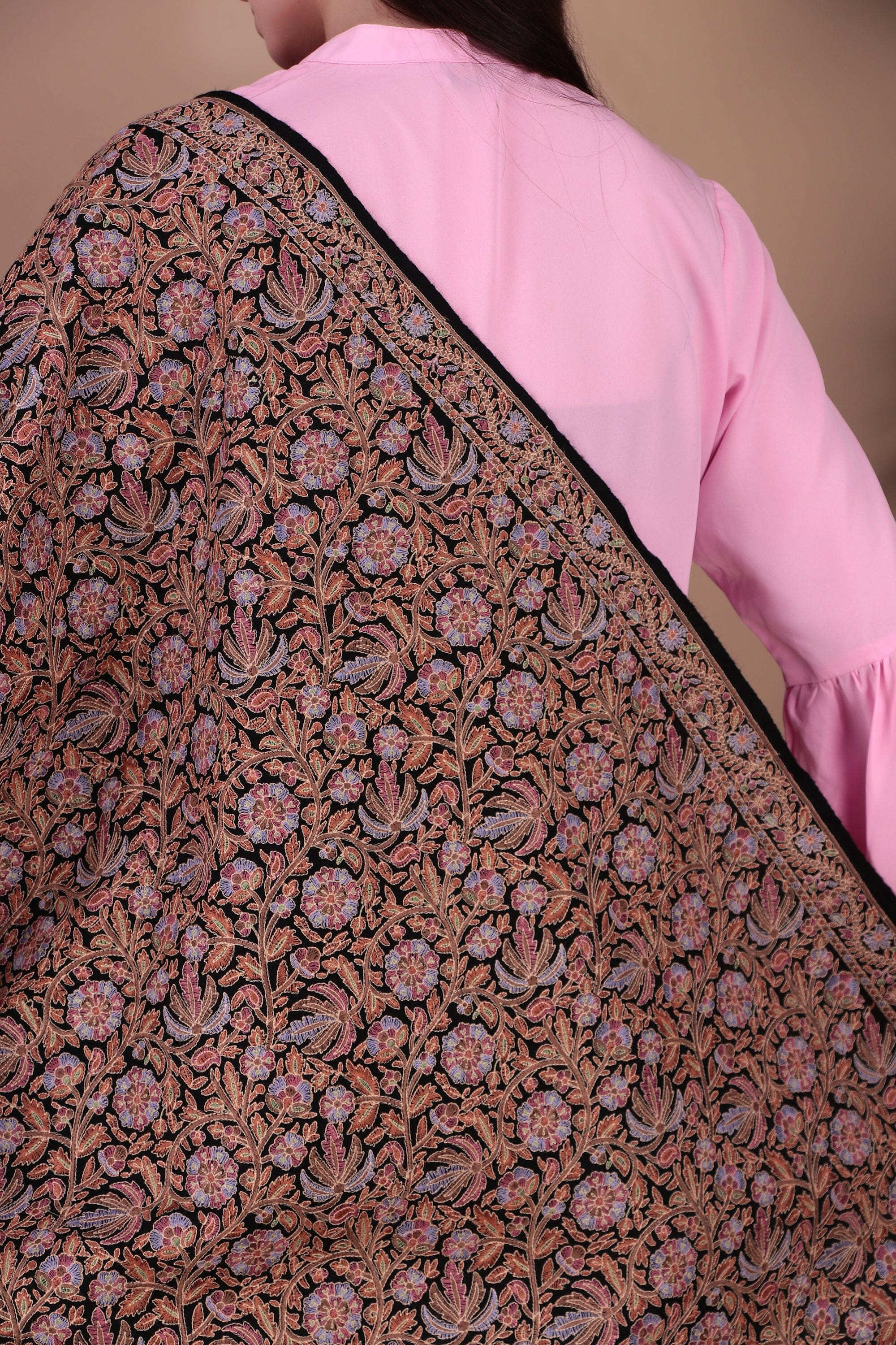 Kalamkari Pashmina Blend Shawl – Full Work