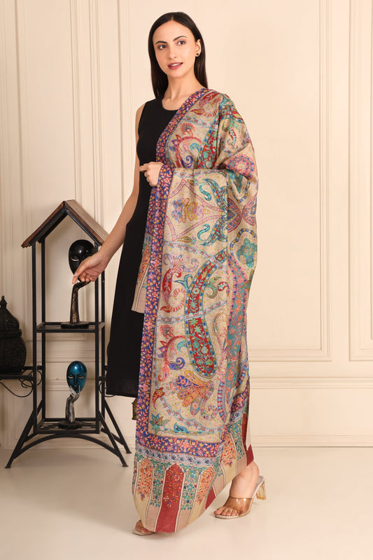 Kalamkari Pashmina Blend Shawl – Hand Art