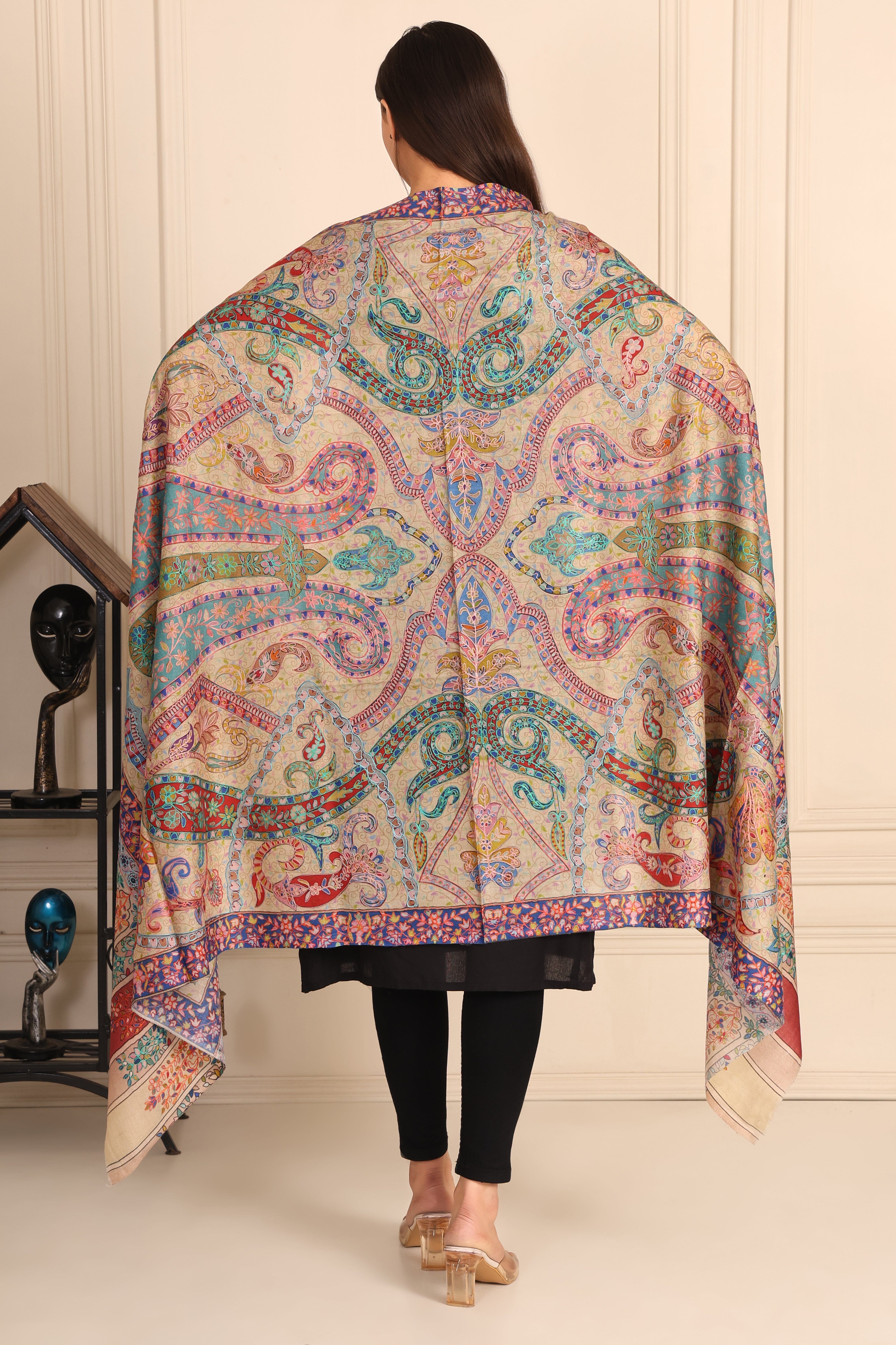 Kalamkari Pashmina Blend Shawl – Hand Art