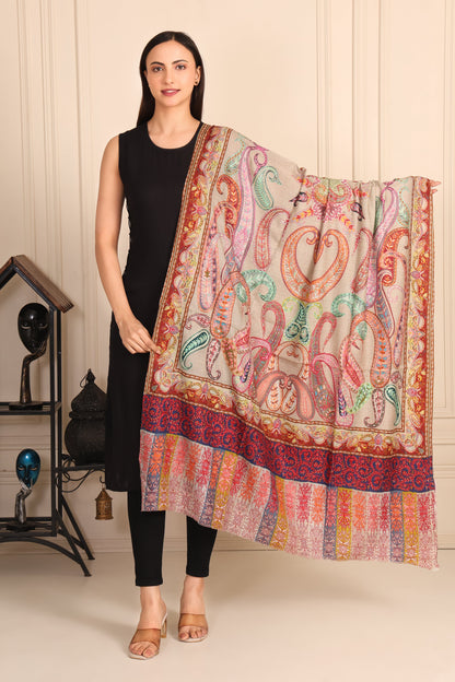 Kalamkari Pashmina Blend Shawl – Heritage Line