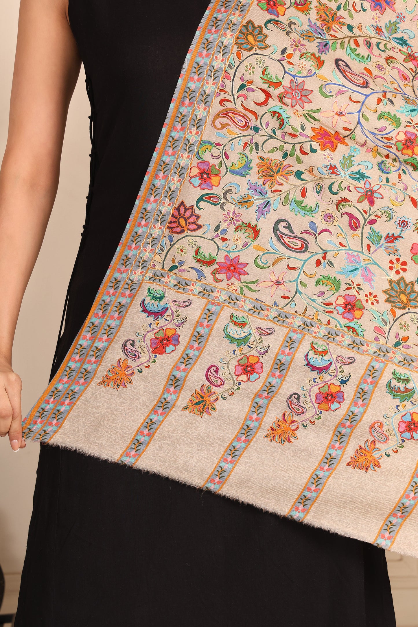 Kalamkari Pashmina Blend Shawl – Pattern Art