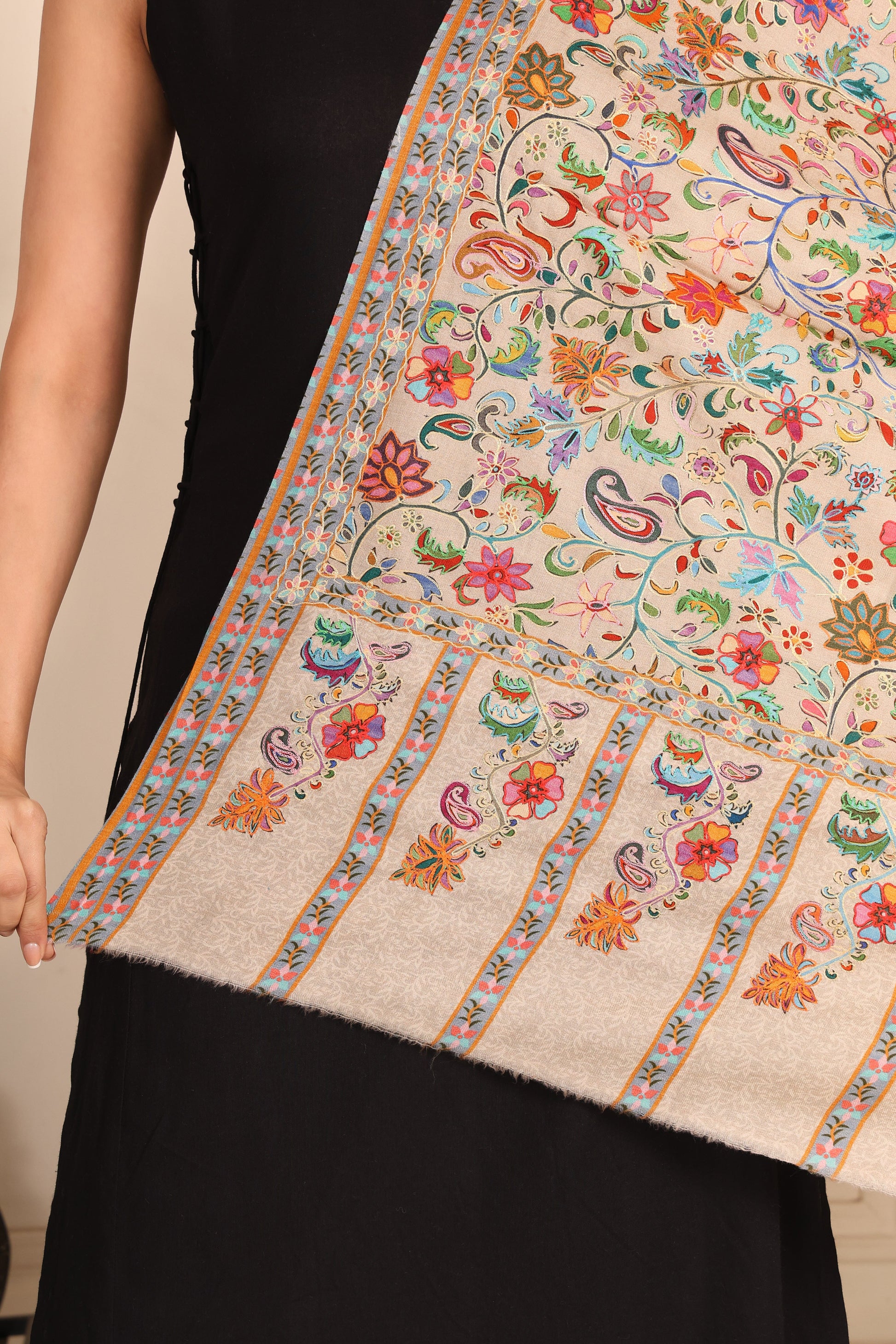 Kalamkari Pashmina Blend Shawl – Pattern Art