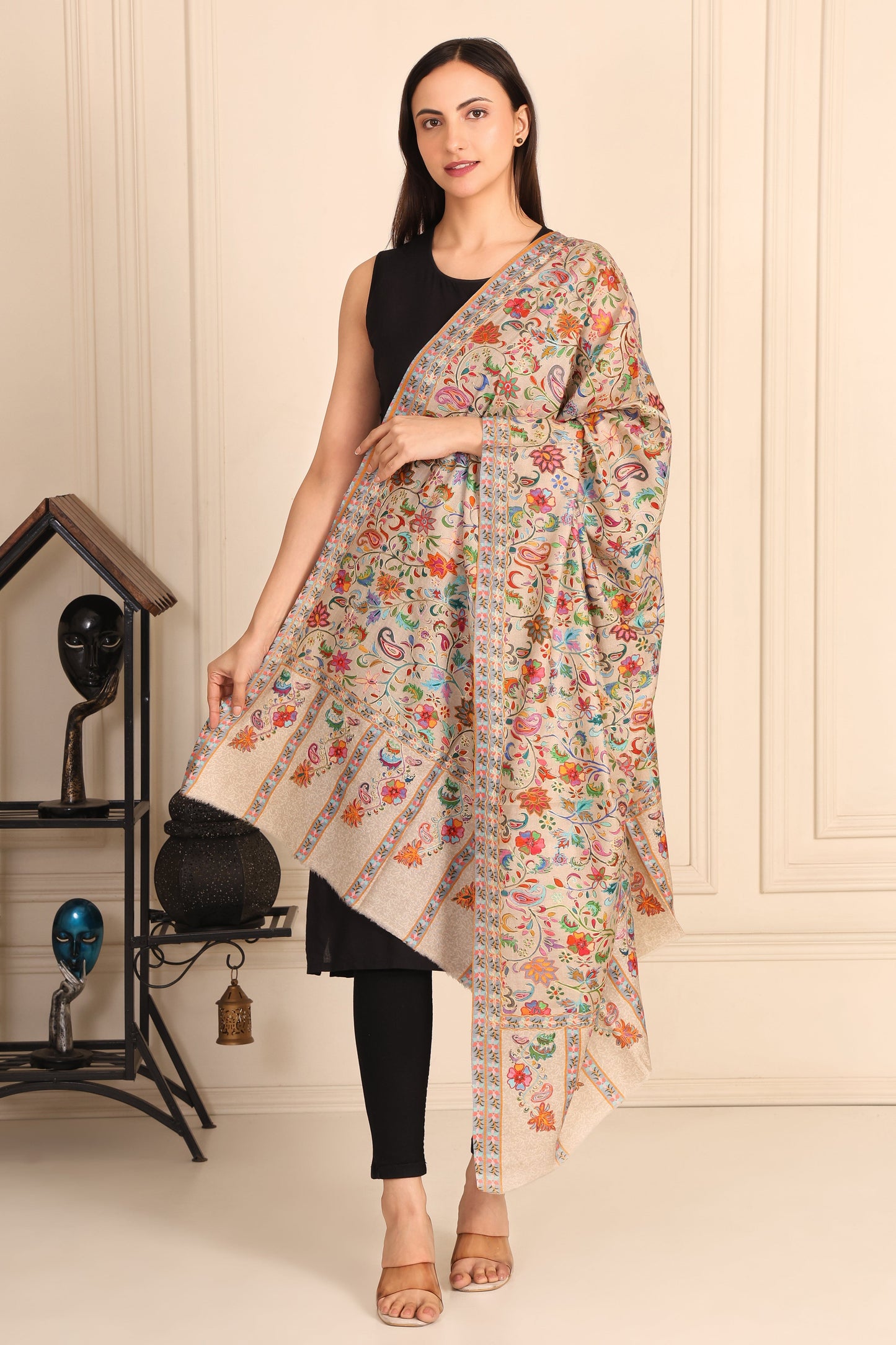 Kalamkari Pashmina Blend Shawl – Pattern Art