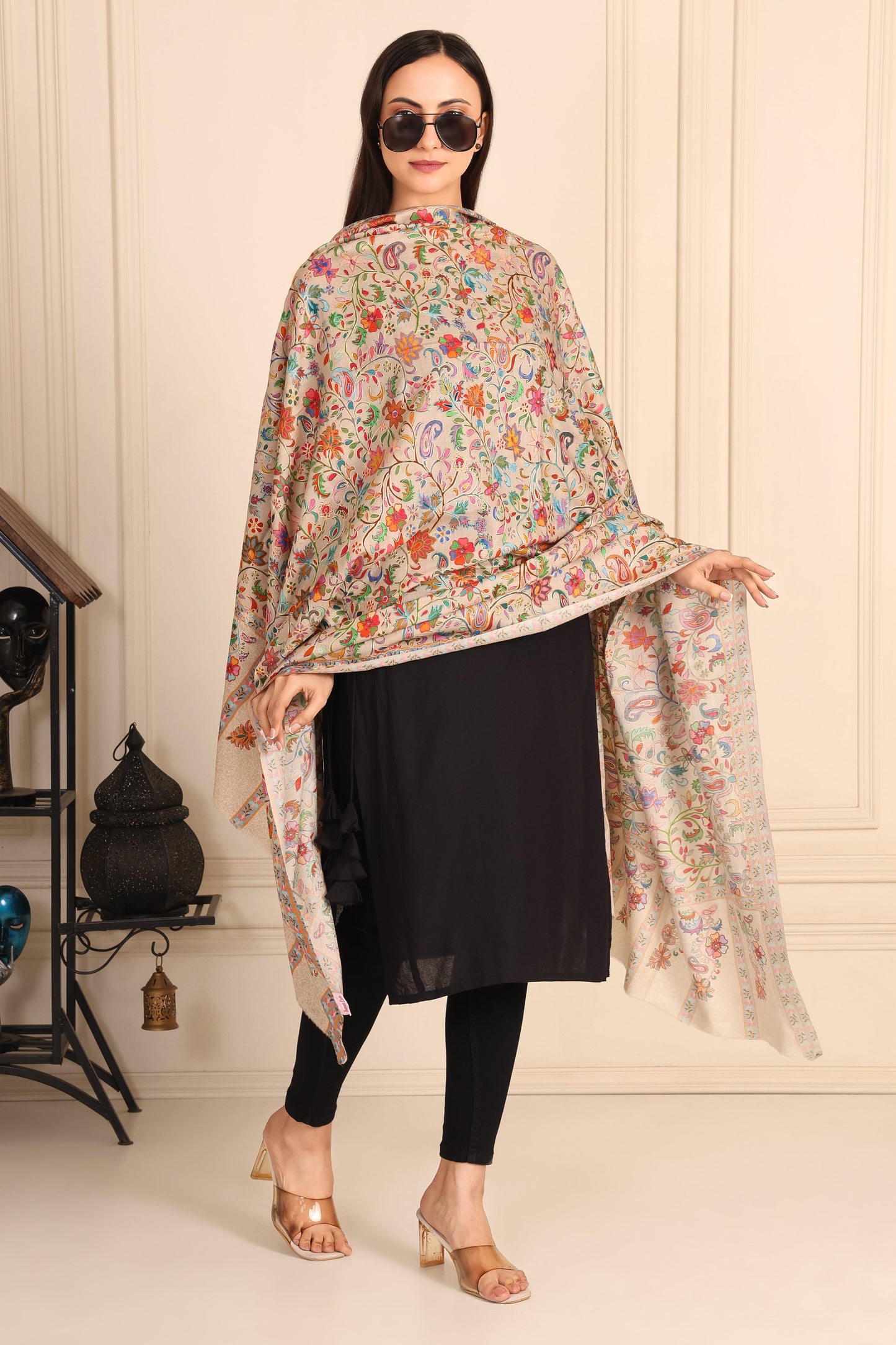 Kalamkari Pashmina Blend Shawl – Pattern Art