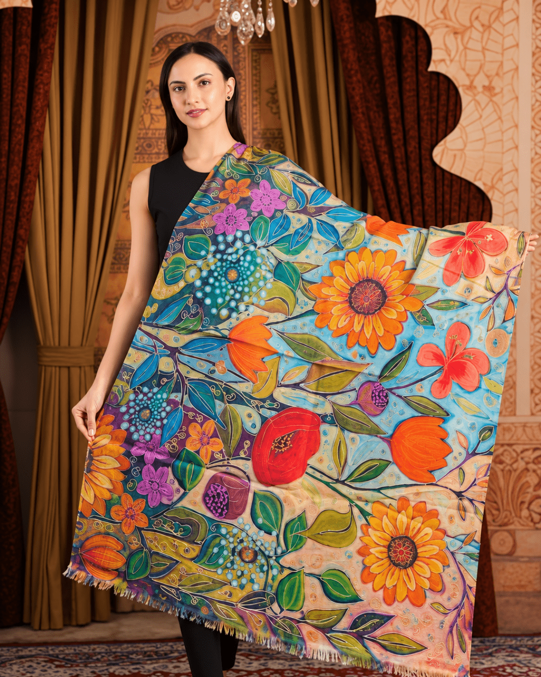 Kalamkari Pashmina Shawl Small