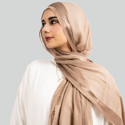 Golden Touch Satin Linen Scarf