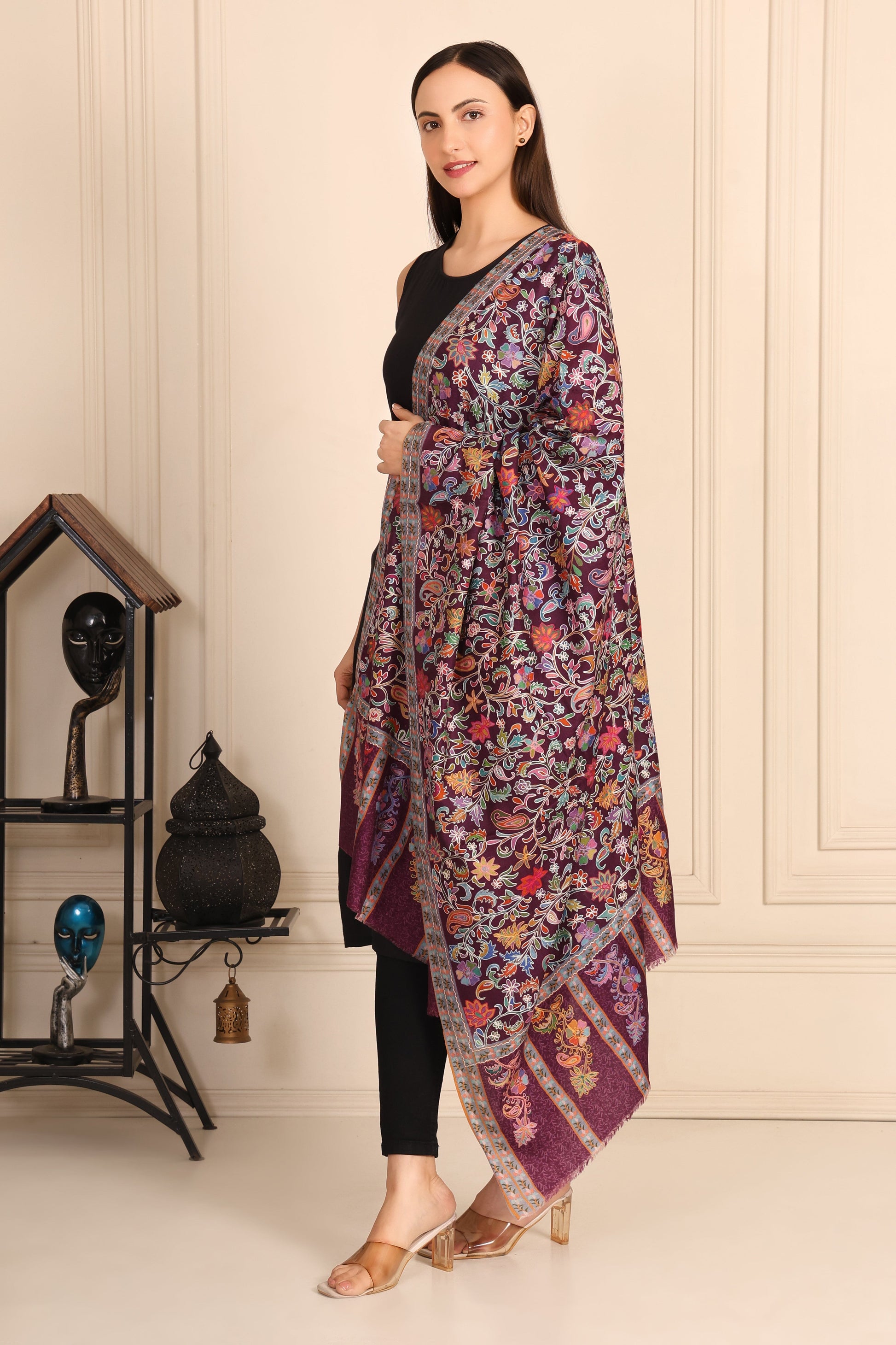 Pashmina Kalamkari Maroon