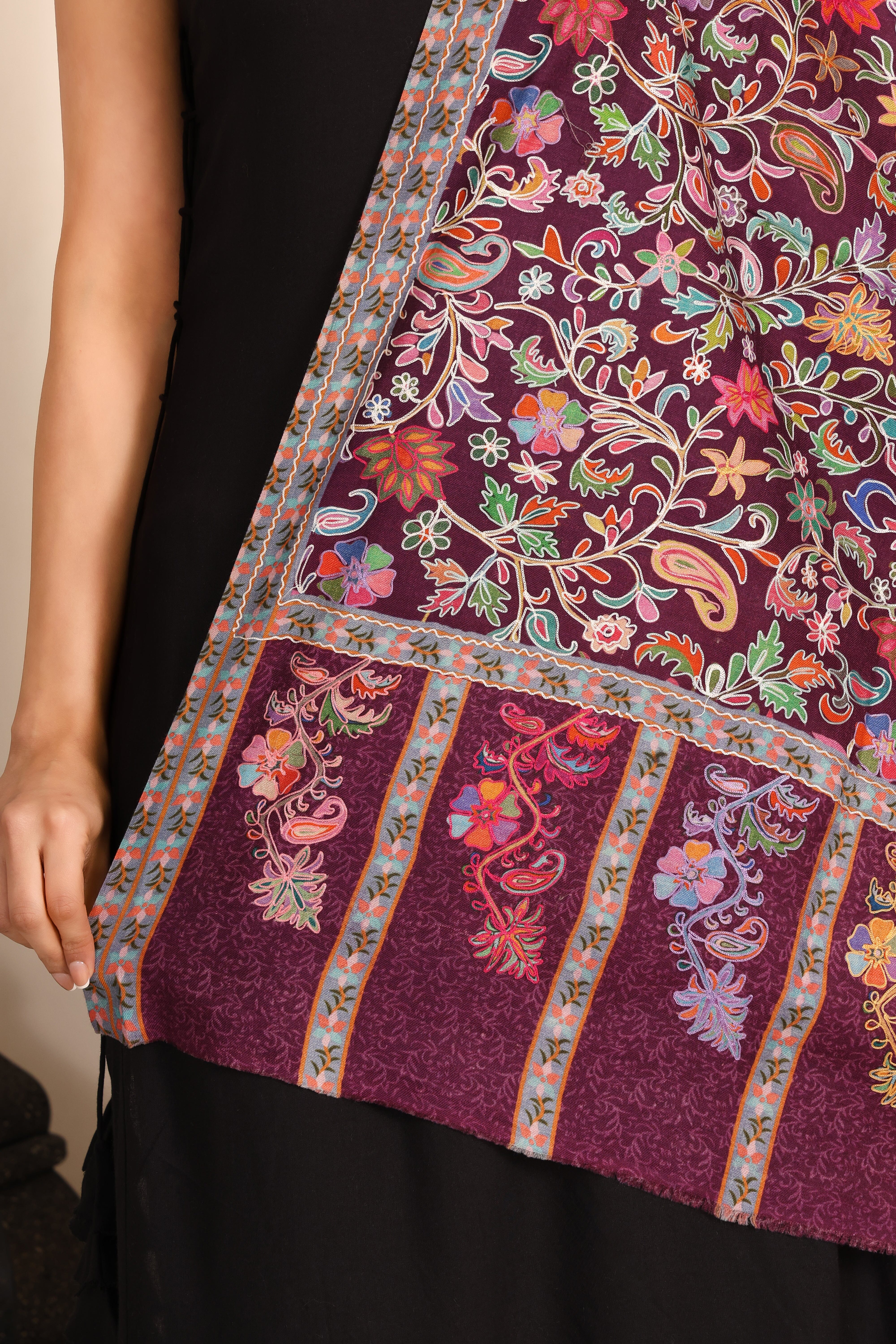 Pashmina Kalamkari Maroon