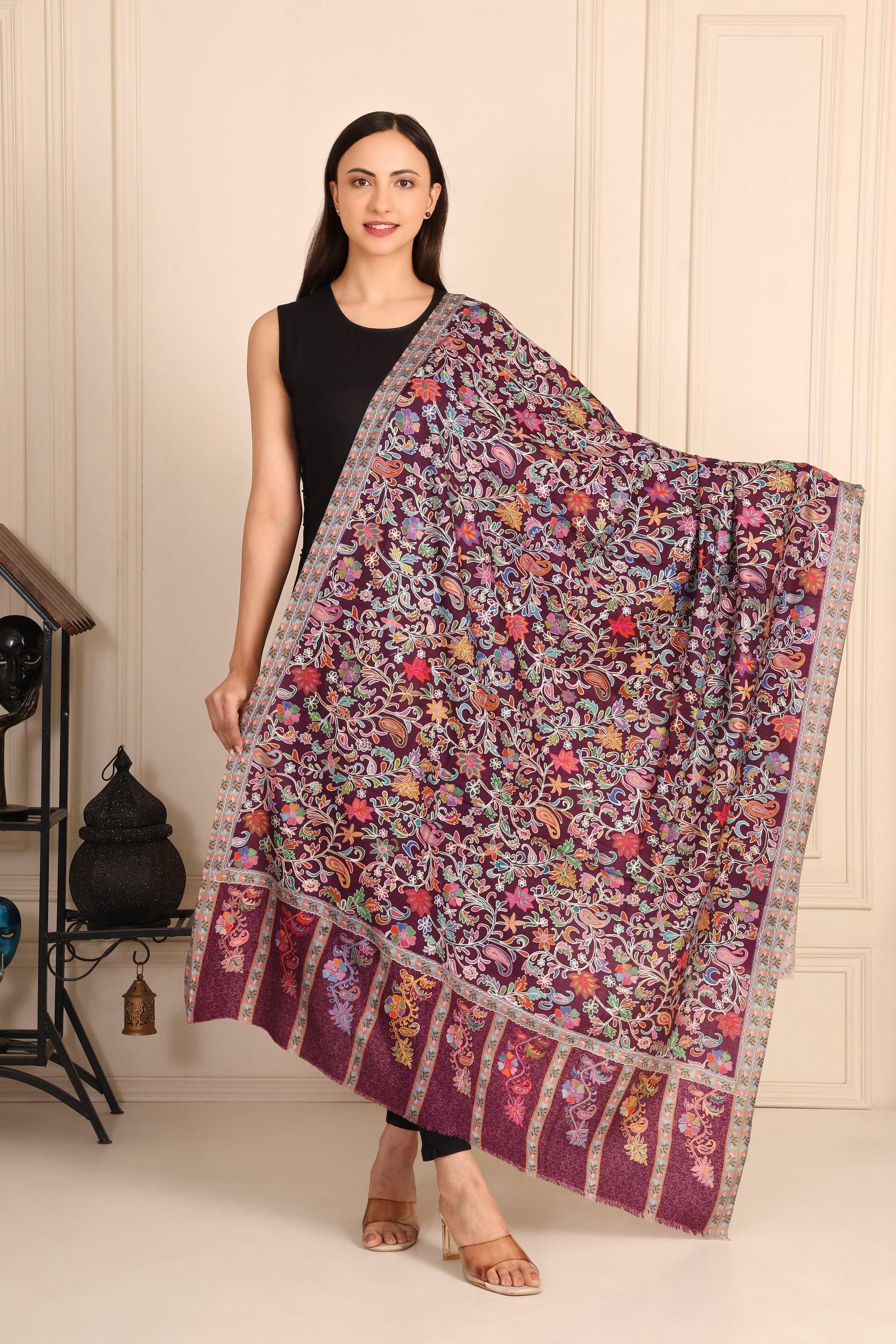 Pashmina Kalamkari Maroon