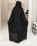 Premium Bisht Wool-Lace Black