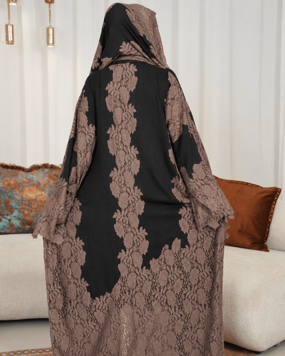 Premium Bisht Wool-Lace Black-Brown