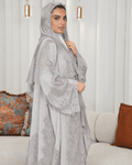 Premium Bisht Wool-Lace Light Grey