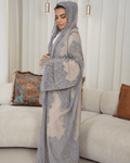 Premium Bisht Wool-Lace Nude Grey