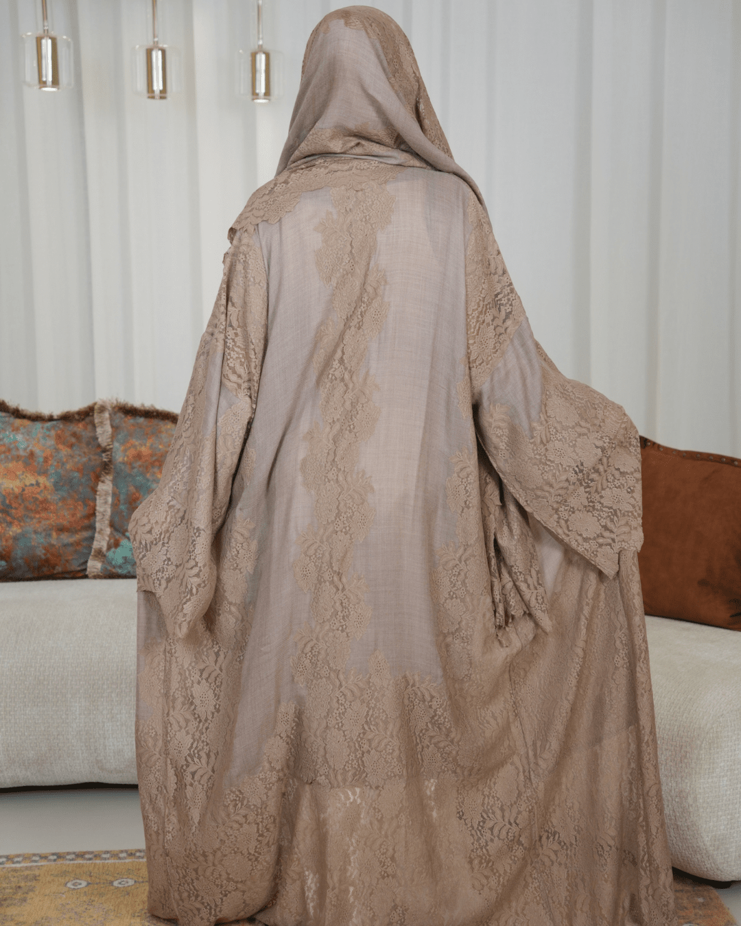 Premium Pashmina Wool-Lace Beige Bisht