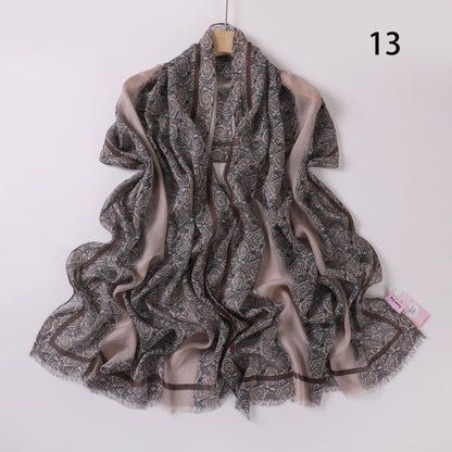 Soft Swirl Linen Printed Scarf