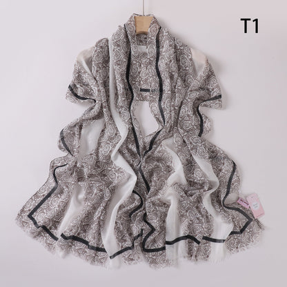 Soft Swirl Linen Printed Scarf