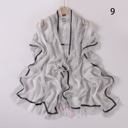 Soft Swirl Linen Printed Scarf