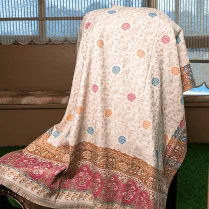 Spaced Floral Embroidery Shawl