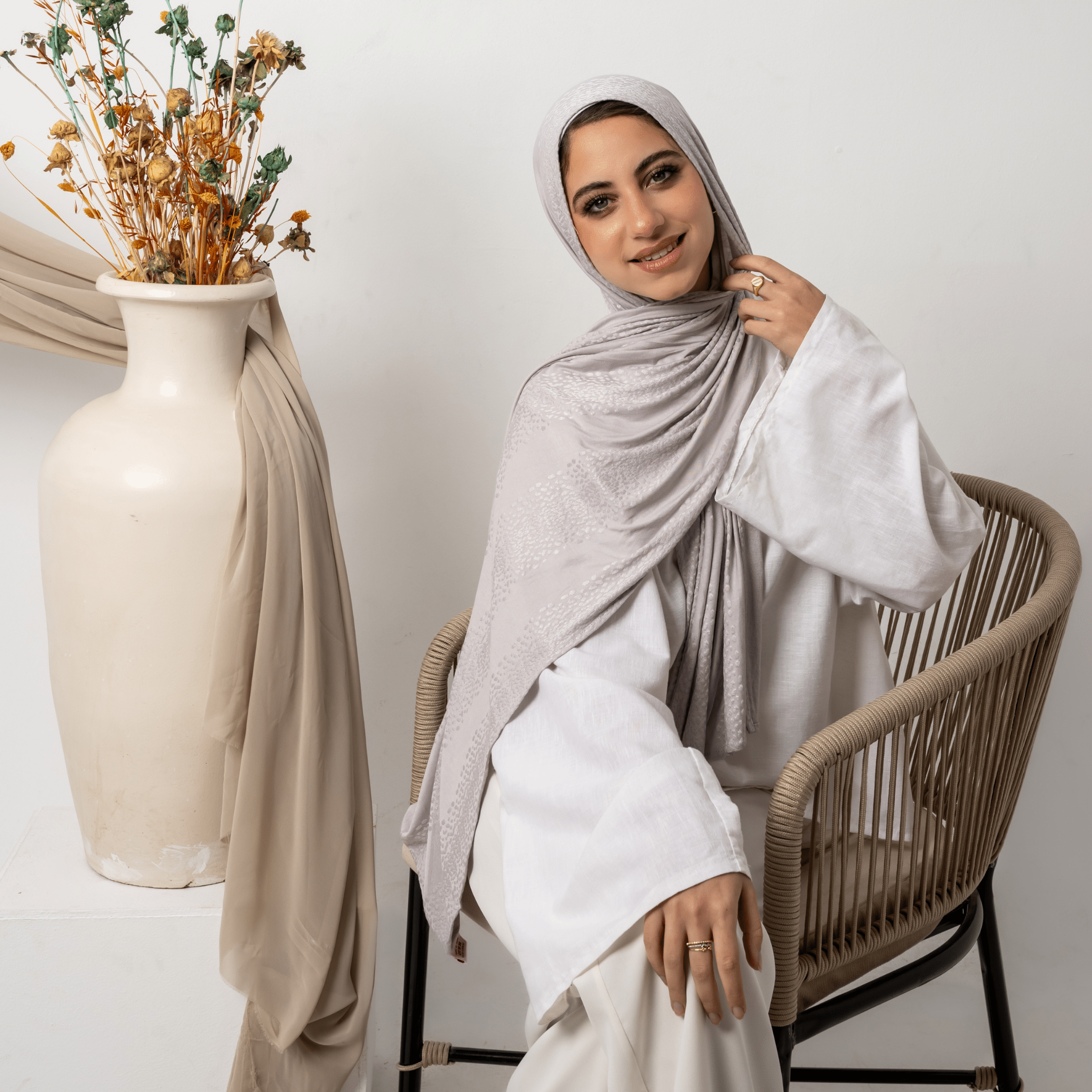 Spotted Cotton Stretch Scarf