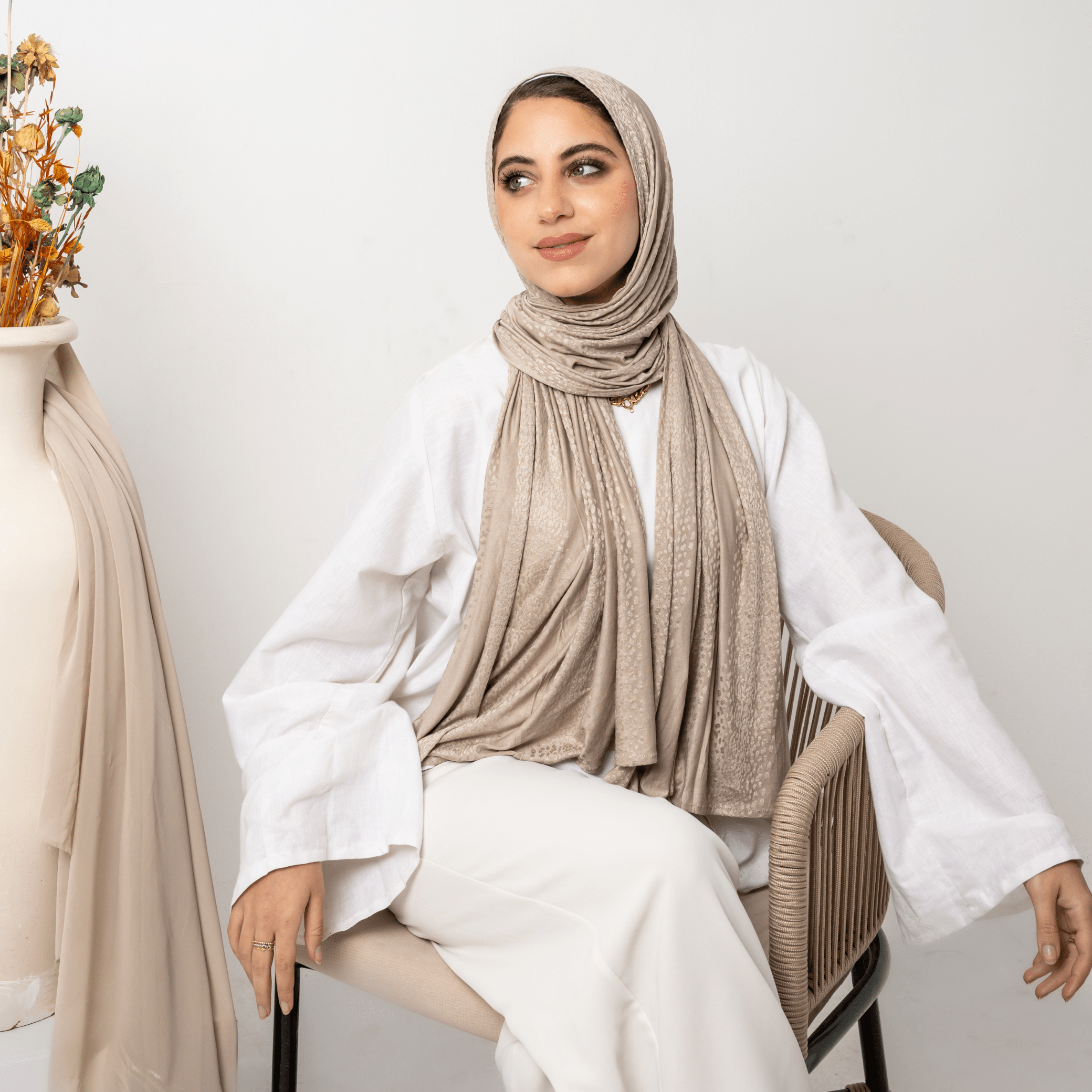 Spotted Cotton Stretch Scarf