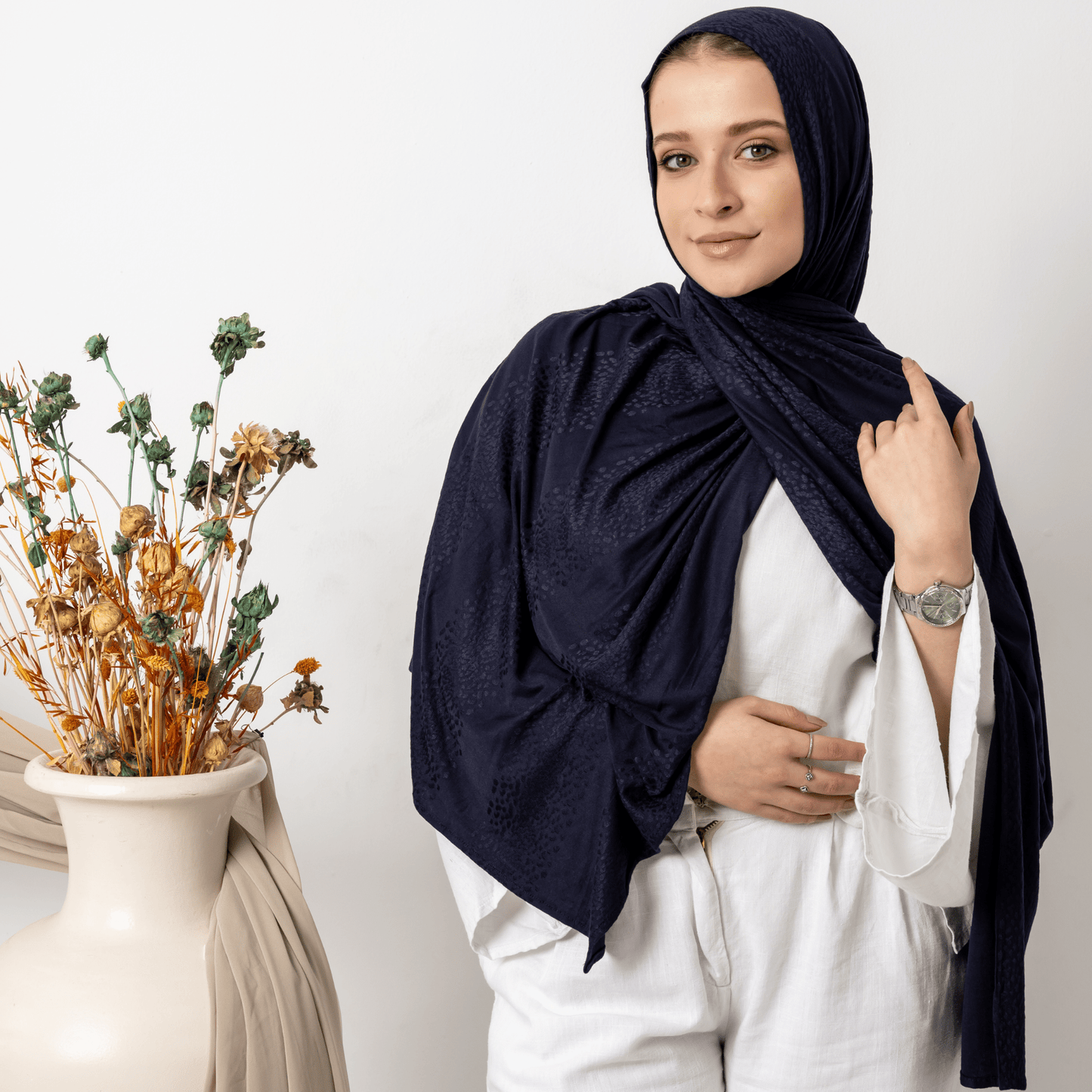 Spotted Cotton Stretch Scarf