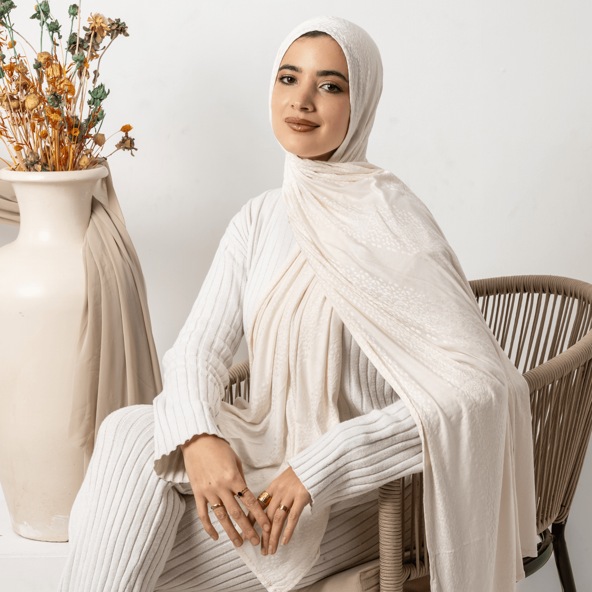 Spotted Cotton Stretch Scarf