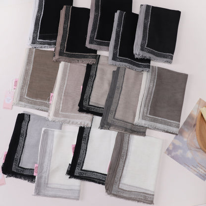 Stripes Border Linen Scarf