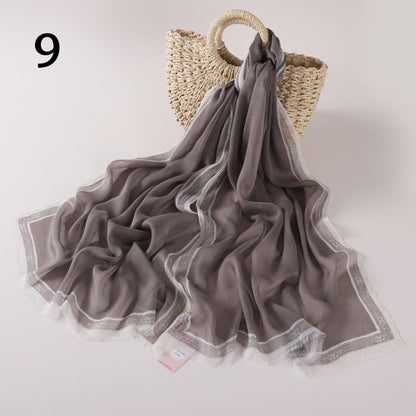 Stripes Border Linen Scarf