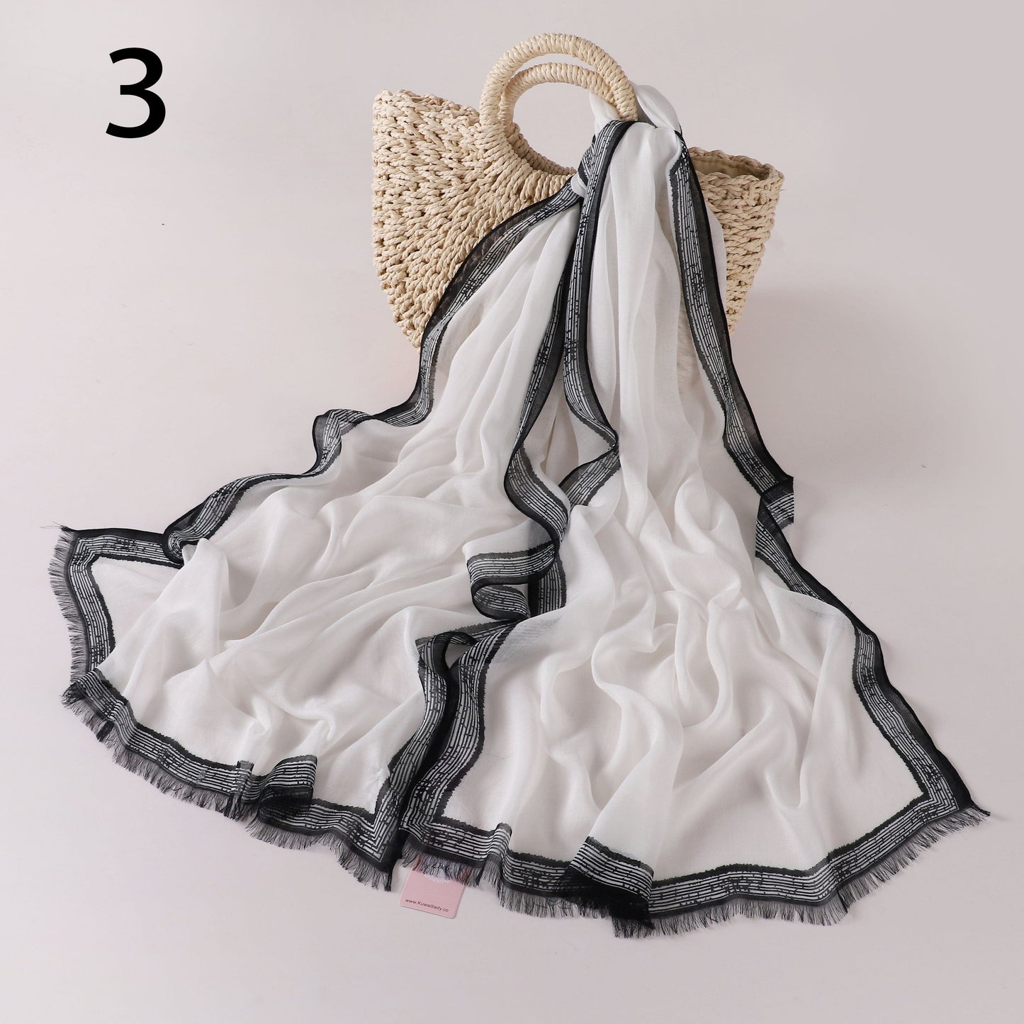 Stripes Border Linen Scarf