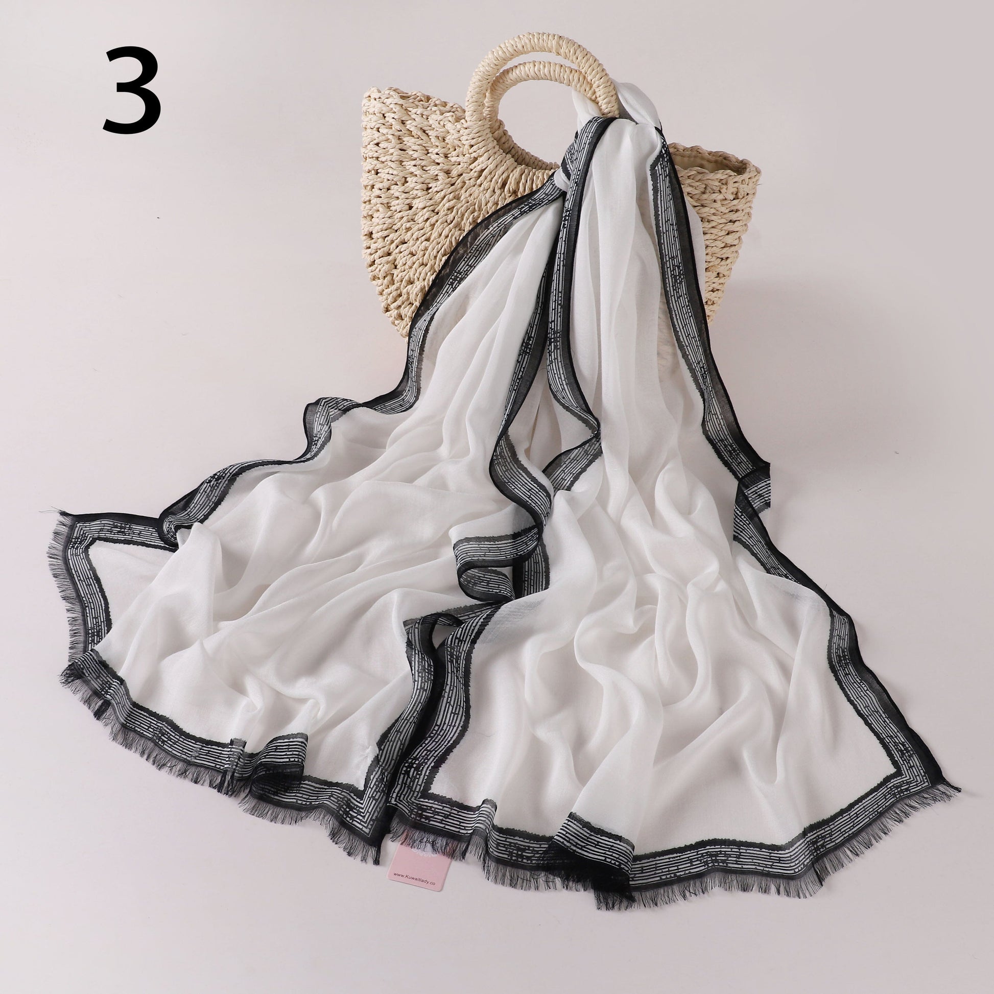 Stripes Border Linen Scarf