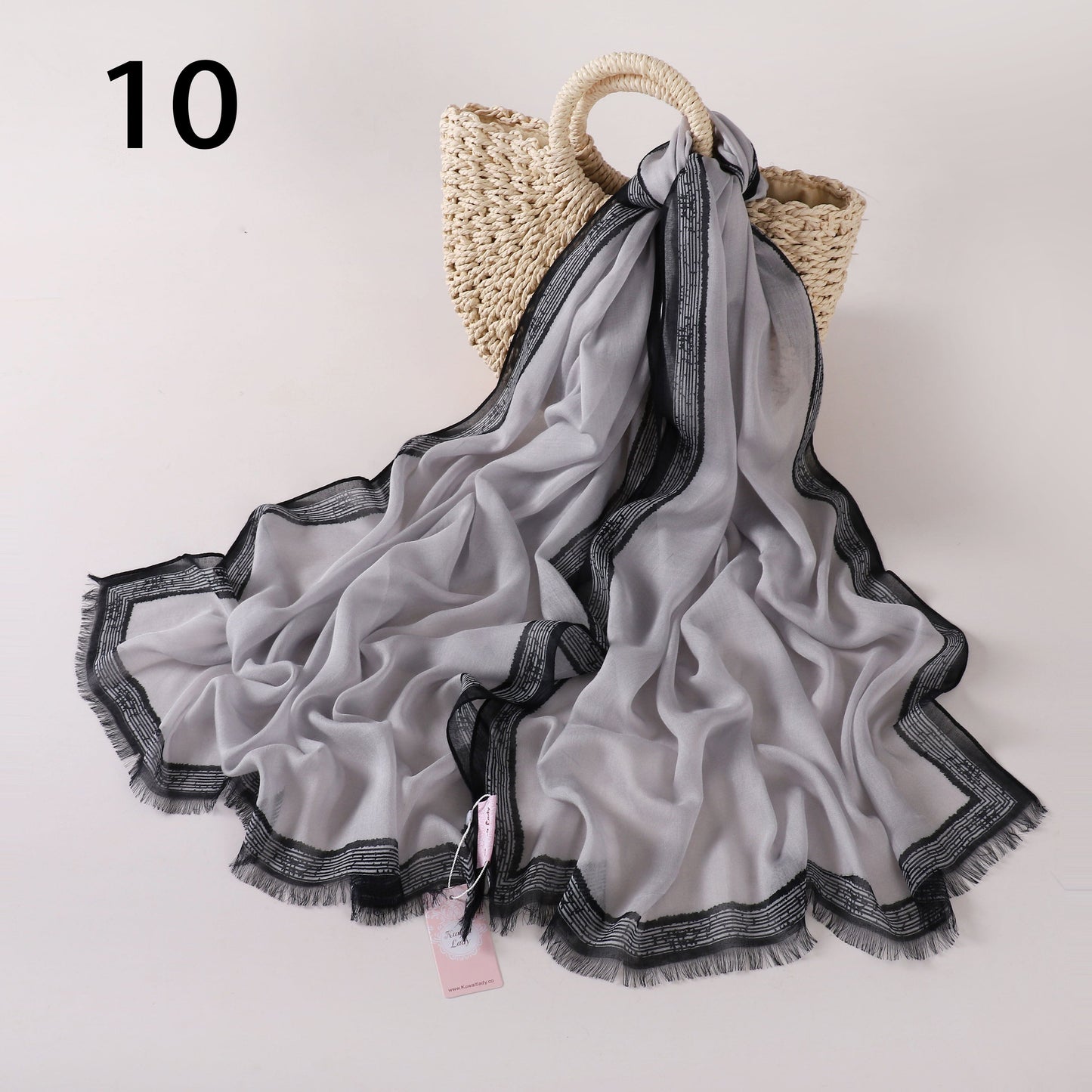 Stripes Border Linen Scarf