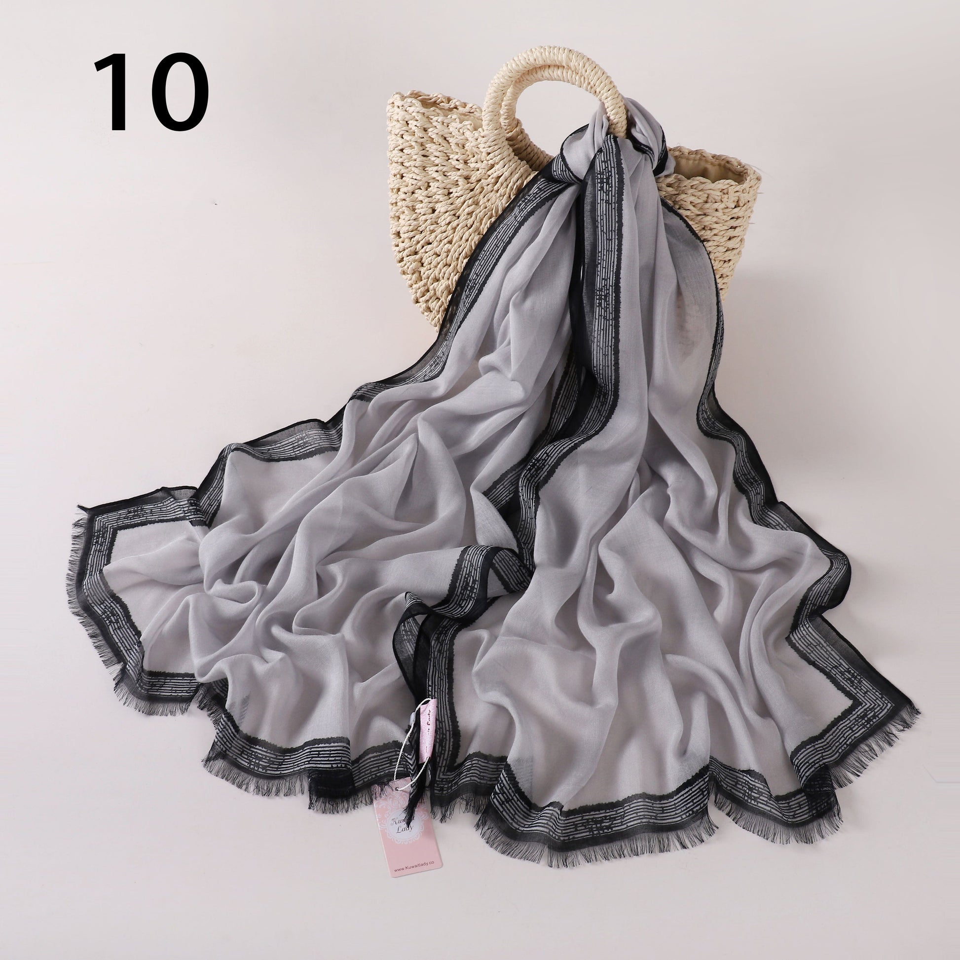 Stripes Border Linen Scarf