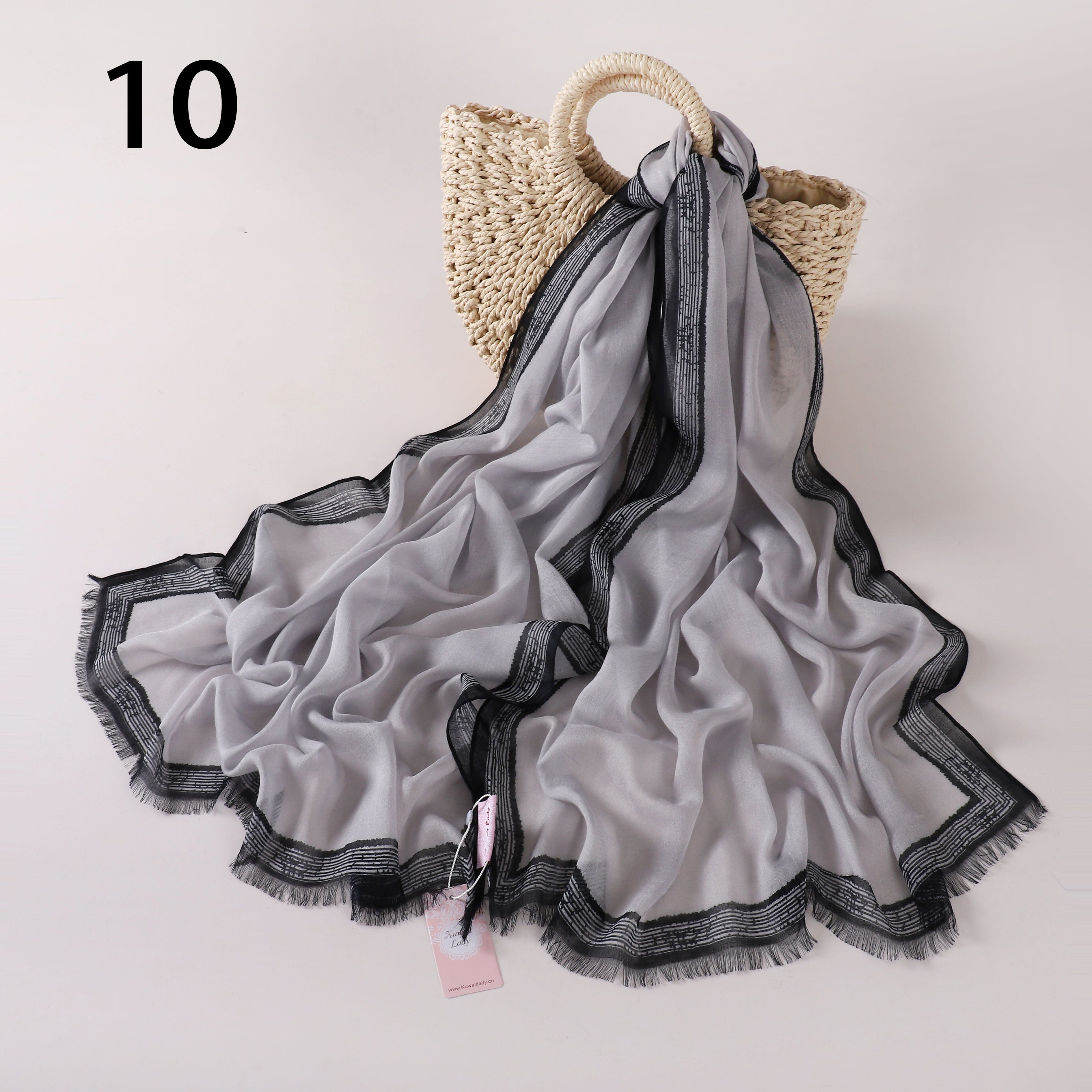 Stripes Border Linen Scarf