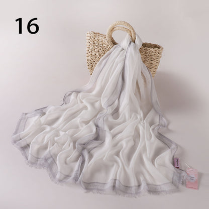 Stripes Border Linen Scarf