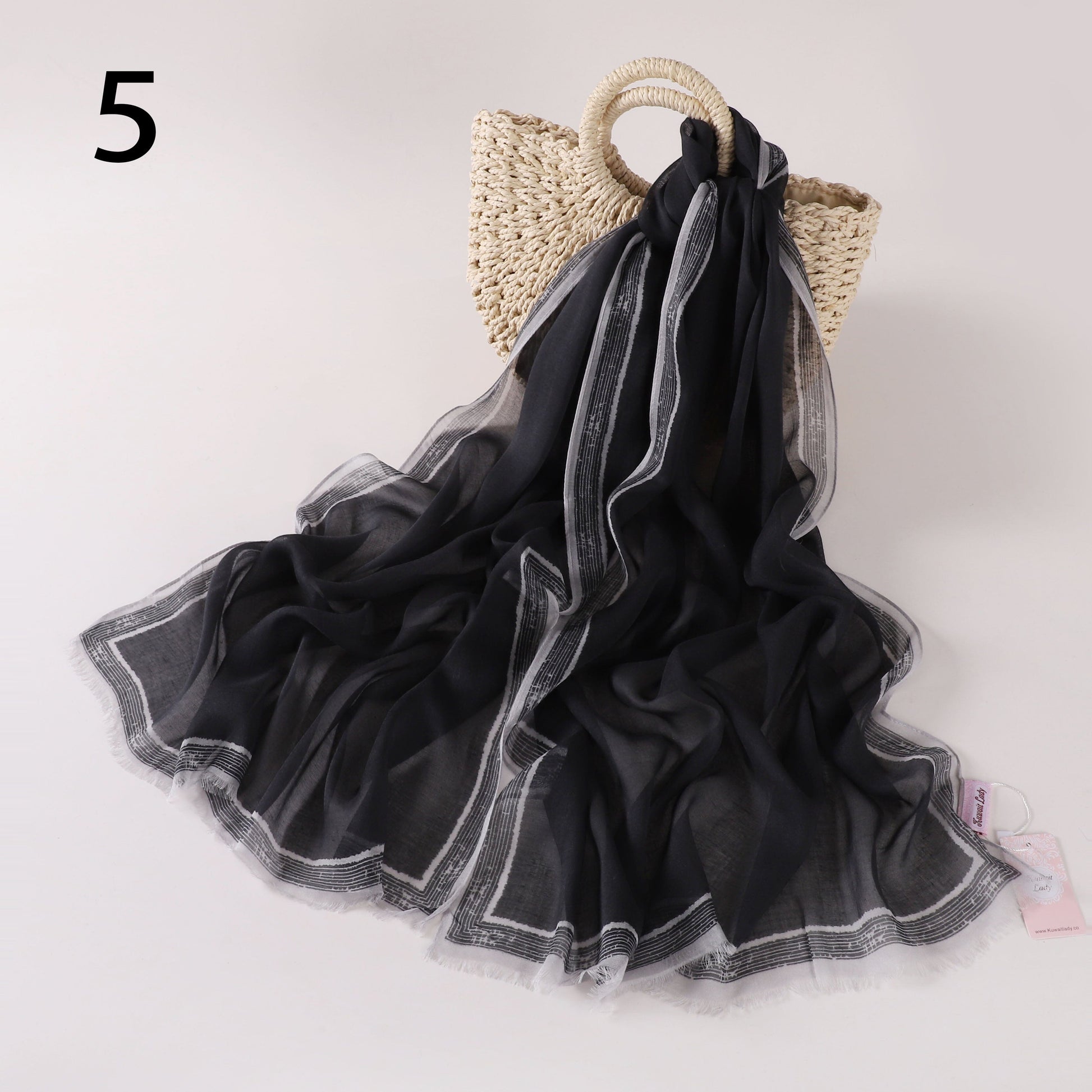 Stripes Border Linen Scarf