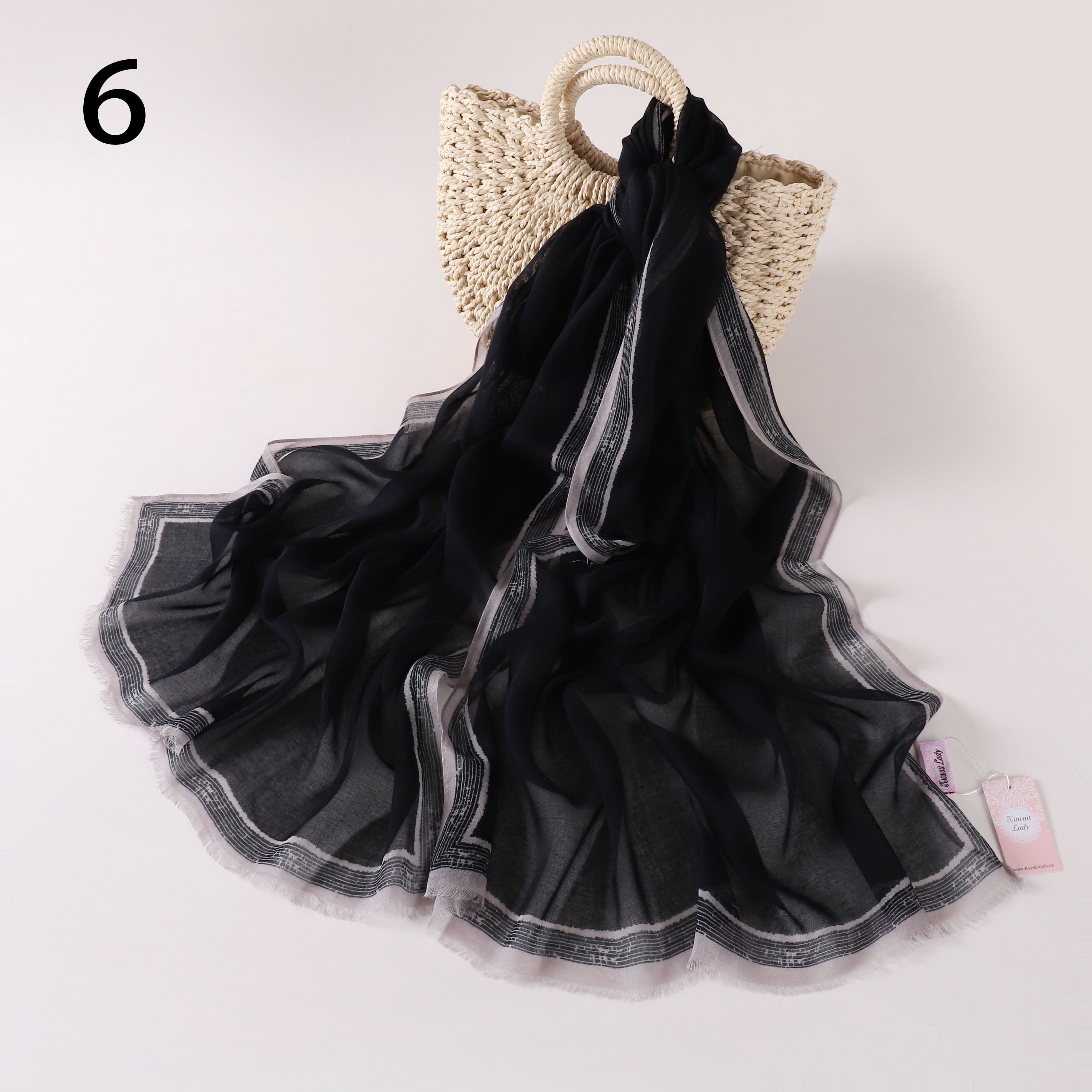 Stripes Border Linen Scarf