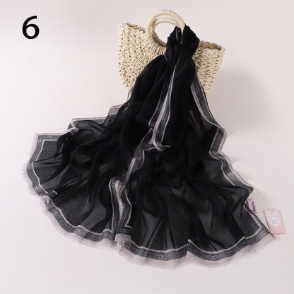 Stripes Border Linen Scarf